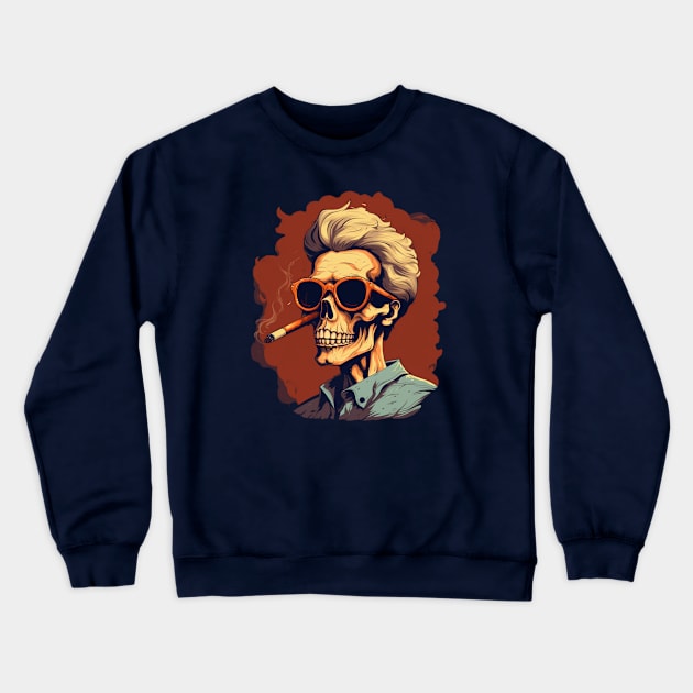 Smoking skeleton Crewneck Sweatshirt by Teetastic6